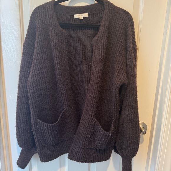 Flat White by Anthropologie Brown Cardigan Sweater One Size - Picture 11 of 12